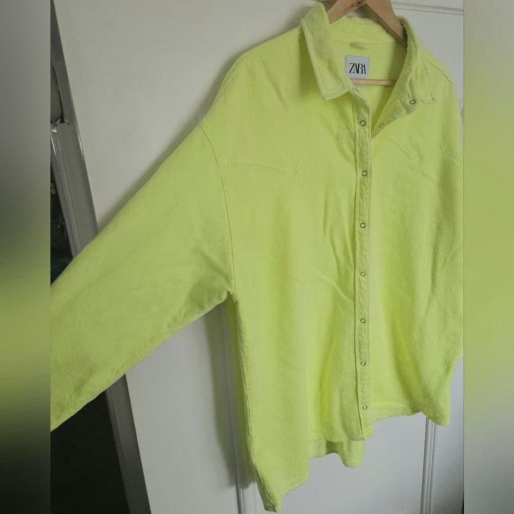 Zara Neon Overshirt oversized yellow shacket - Picture 3 of 8